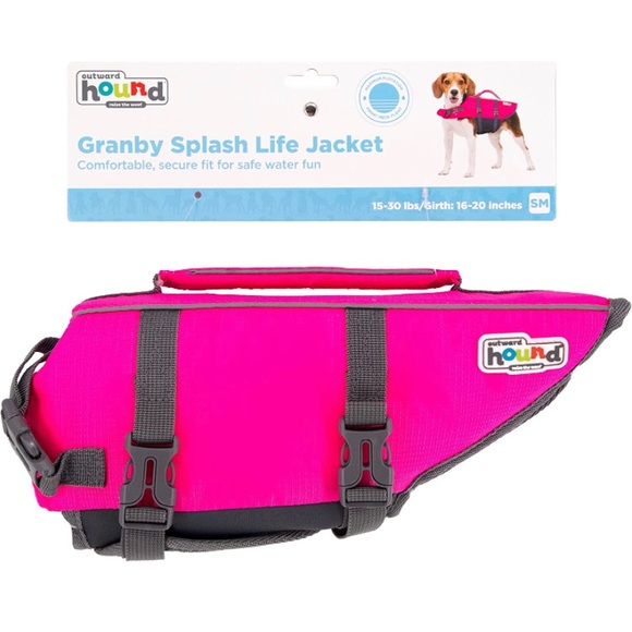 Outward Hound Granby Splash Pink Dog Life Jacket, Small Pet flotation device